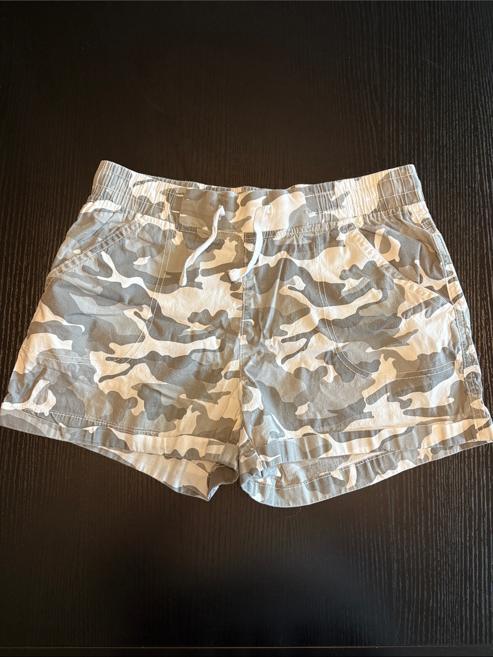 Women’s Camo Drawstring Shorts - Gray/White Size Extra Small